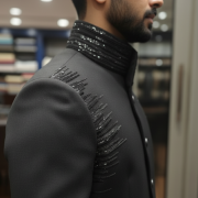 Embellished Black Bandhgala with Beaded Detailing