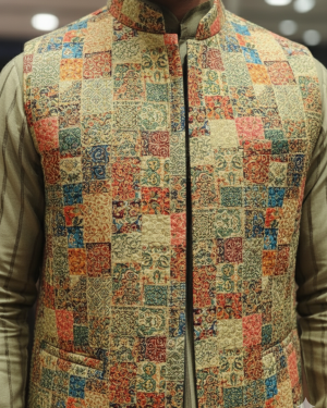 Olive Kurta Set with Nehru Jacket
