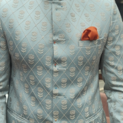 Powder Blue Brocade Bandhgala Indo-Western Set