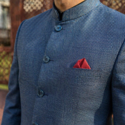 Steel Blue Indo-Western Bandhgala Suit