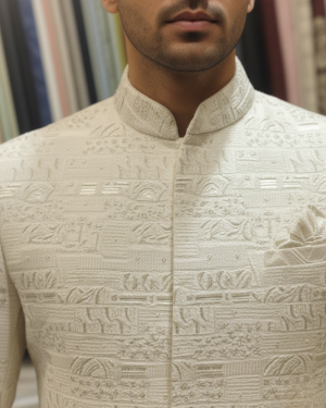 Ivory Hand-Embroidered Sherwani