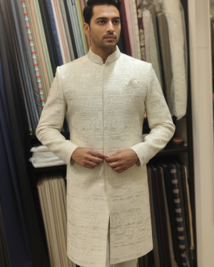 Ivory Hand-Embroidered Sherwani