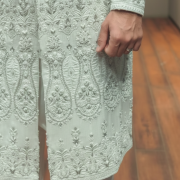 Mint Ivory Hand-Embroidered Sherwani