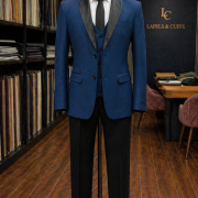 Midnight Blue Suit with Black Satin Peak Lapel