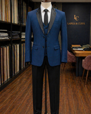 Midnight Blue Suit with Black Satin Peak Lapel