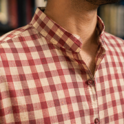 Red & Ivory Checkered Kurta with Contemporary Fit