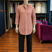 Red & Ivory Checkered Kurta with Contemporary Fit
