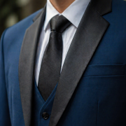 Midnight Blue Suit with Black Satin Peak Lapel