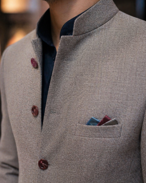 Grey Bandhgala Suit with Contemporary Tailoring